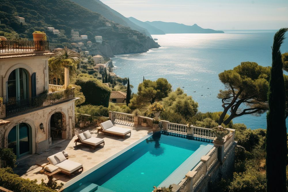 Italian villa sea architecture outdoors. AI generated Image by rawpixel.