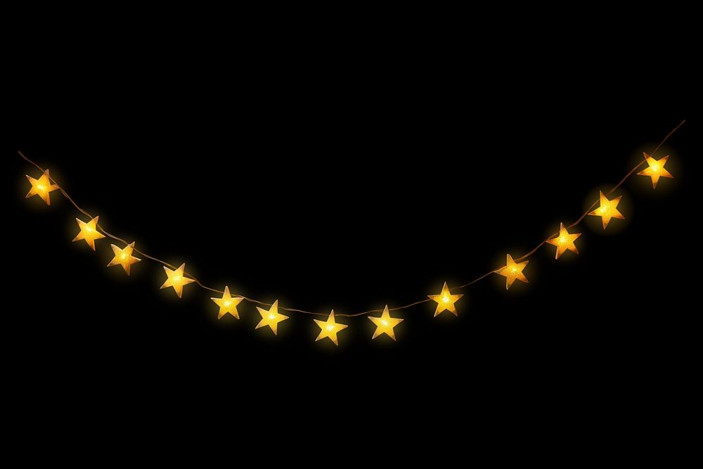 Photo of a *star shape, string lights* isolated on yellow background --ar 3:2
