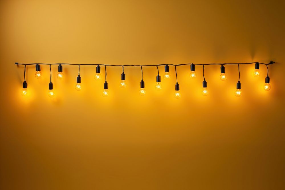 String lights chandelier lighting yellow. AI generated Image by rawpixel.