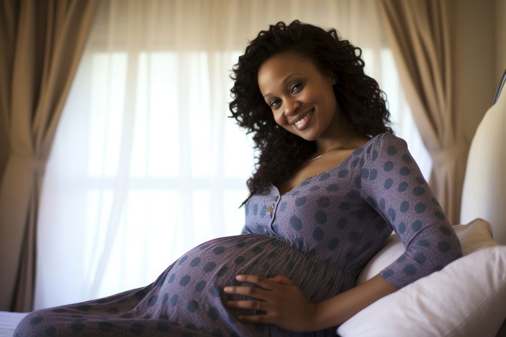 South African woman pregnant portrait smile. AI generated Image by rawpixel.