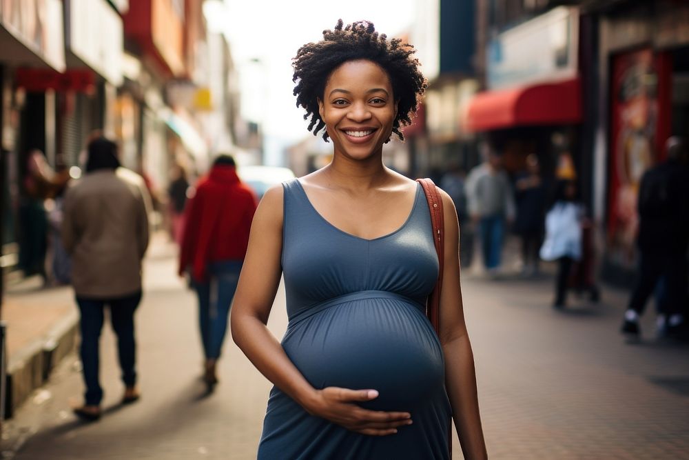 South African woman city pregnant portrait. 