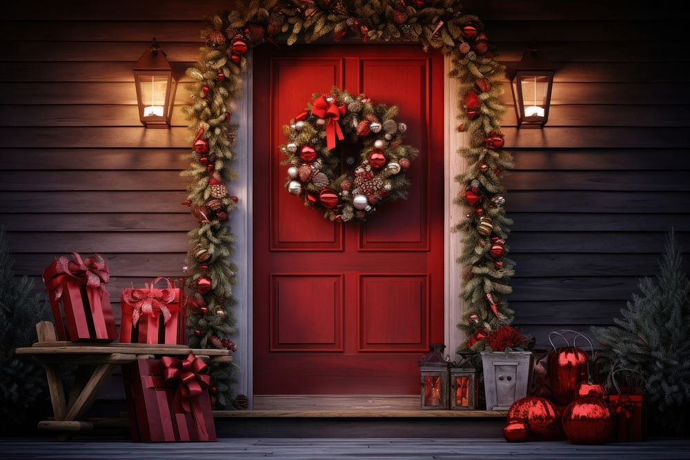 Christmas - Red Wooden christmas wreath gift. AI generated Image by rawpixel.