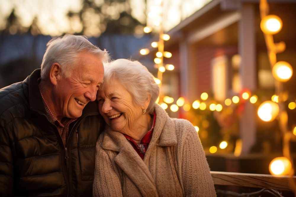 Old couple lighting smiling adult. AI generated Image by rawpixel.