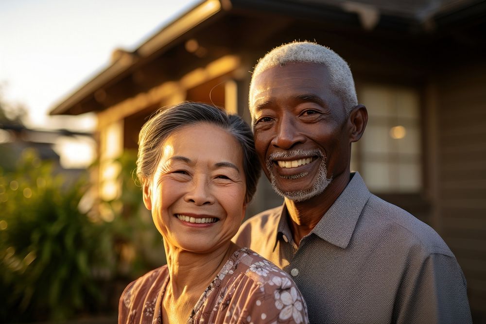 Old African American couple portrait smiling adult. AI generated Image by rawpixel.