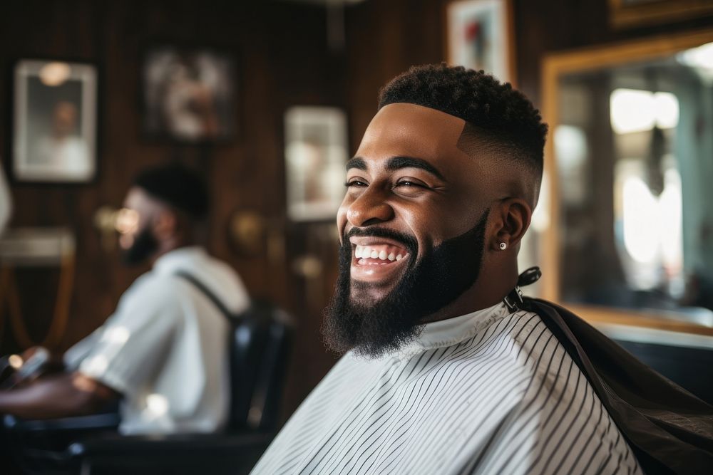 Barbershop smiling adult beard. AI generated Image by rawpixel.