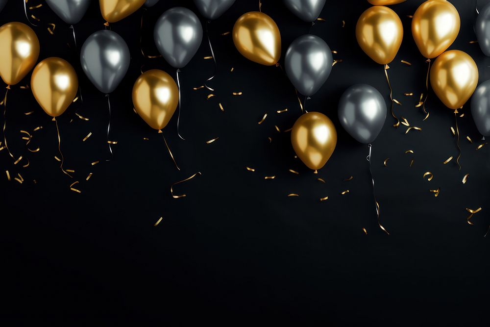 Gold color balloons foil illuminated celebration anniversary. AI generated Image by rawpixel.