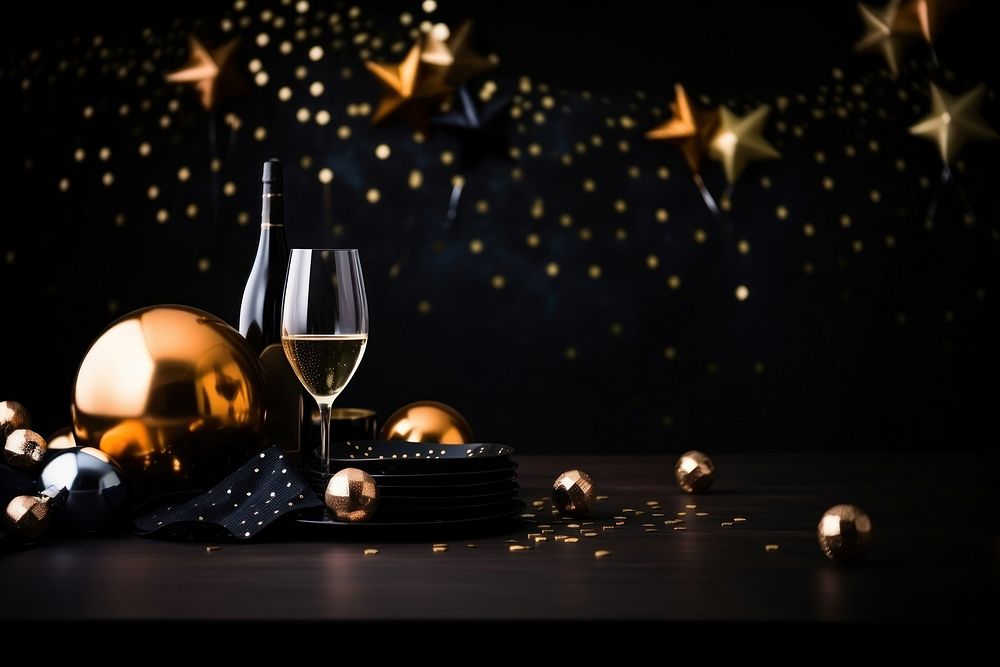New year glass table drink. AI generated Image by rawpixel.
