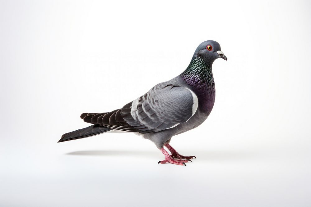 Pigeon animal bird white background. AI generated Image by rawpixel.