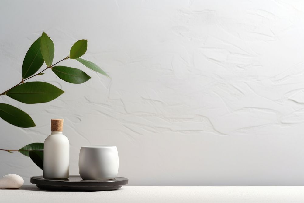 Spa products leaf wall bottle. AI generated Image by rawpixel.