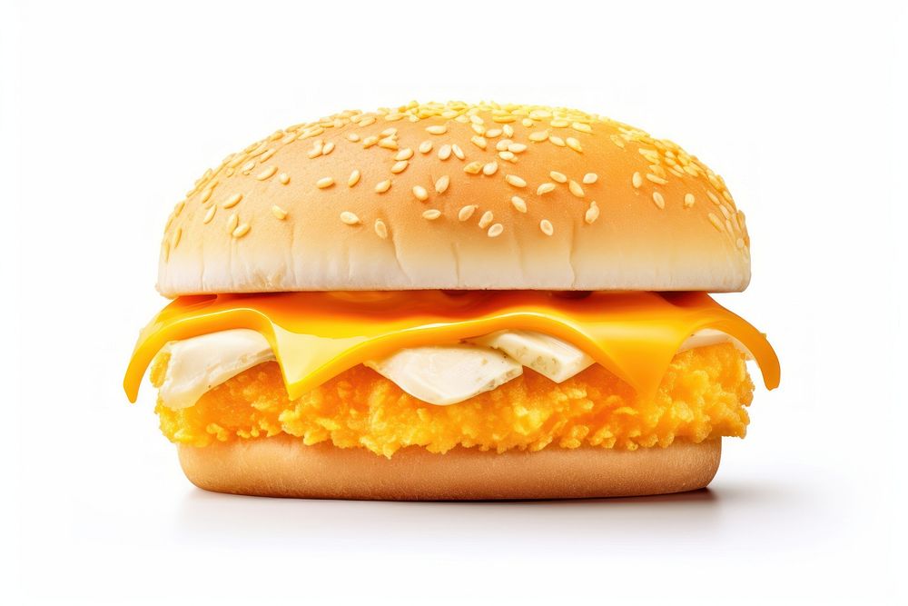 Fired fish burger cheese bread food. AI generated Image by rawpixel.