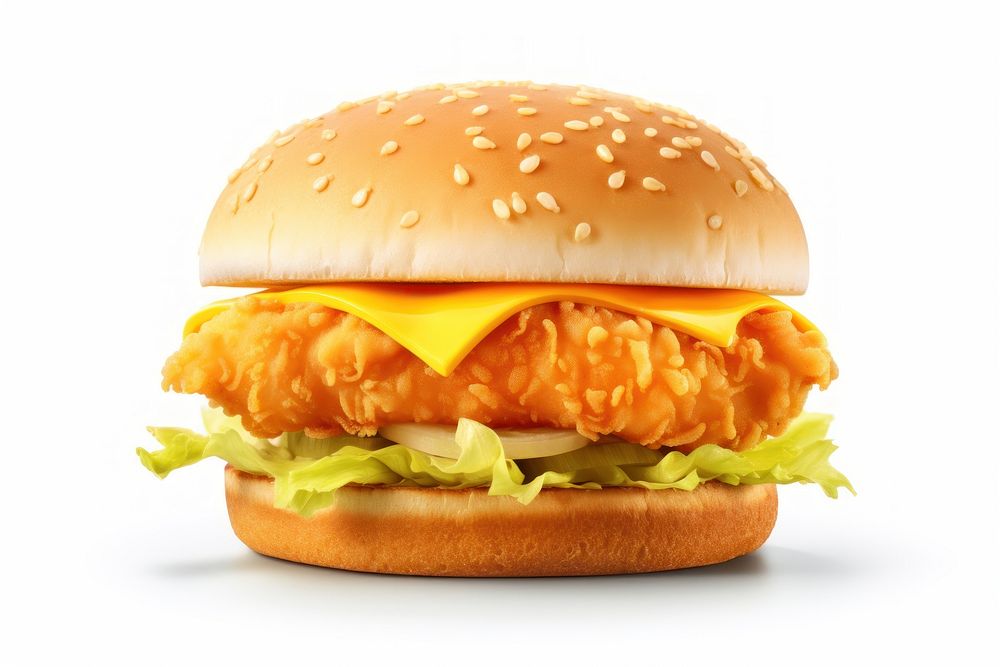 Fired fish burger cheese food white background. AI generated Image by rawpixel.