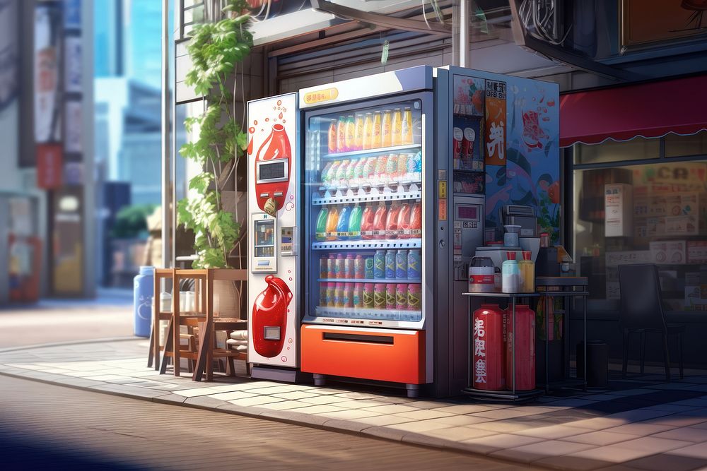 Beverage machine street kiosk. AI generated Image by rawpixel.
