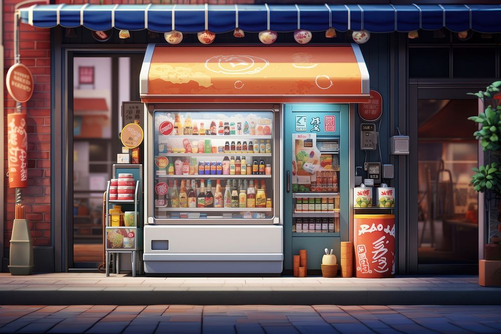Beverage refrigerator machine street. AI generated Image by rawpixel.