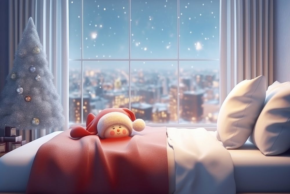 Christmas furniture cartoon window. AI generated Image by rawpixel.