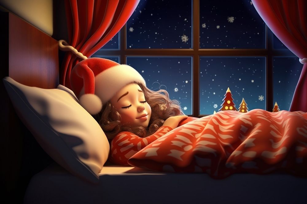 Sleeping christmas furniture cartoon. AI generated Image by rawpixel.