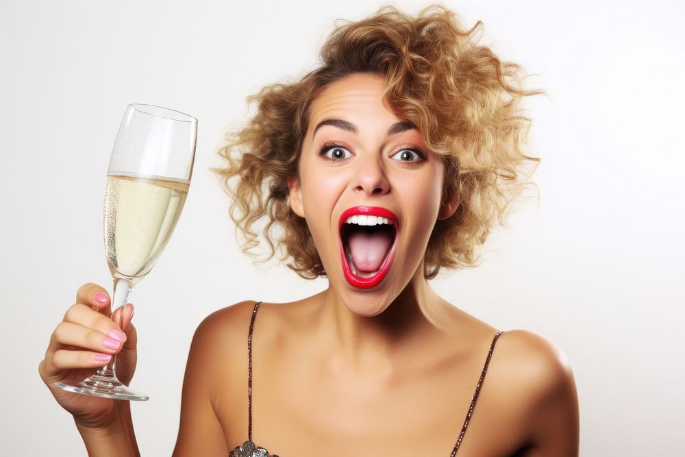 Young woman drinking champagne adult party fun. AI generated Image by rawpixel.