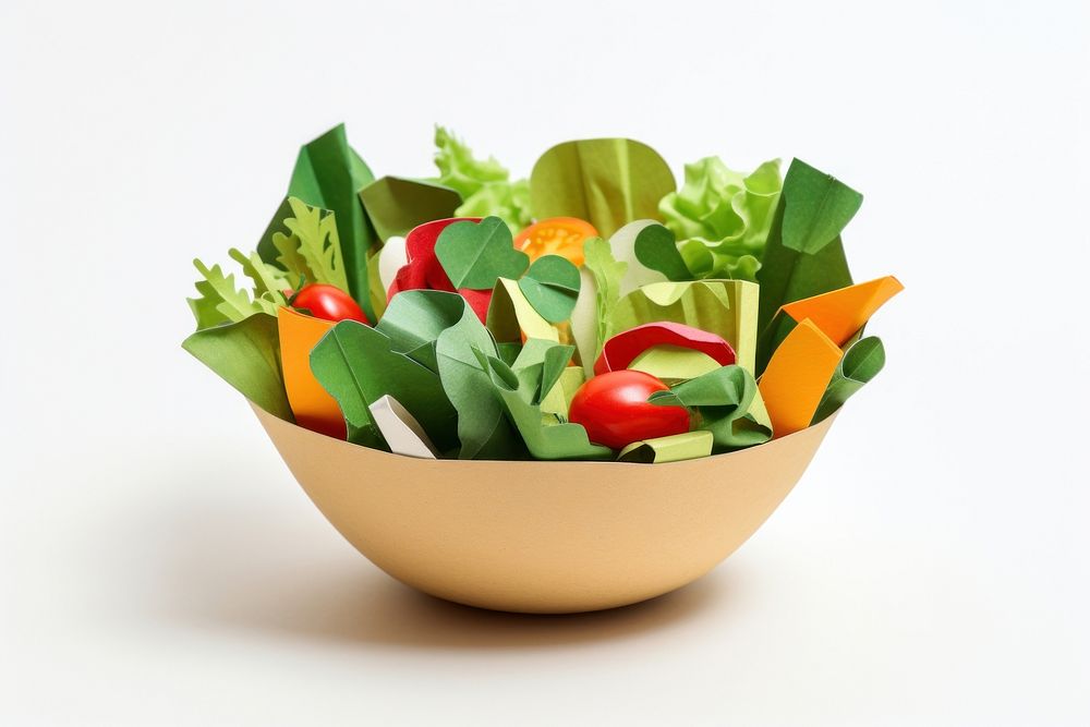 Bowl salad plant paper. AI generated Image by rawpixel.