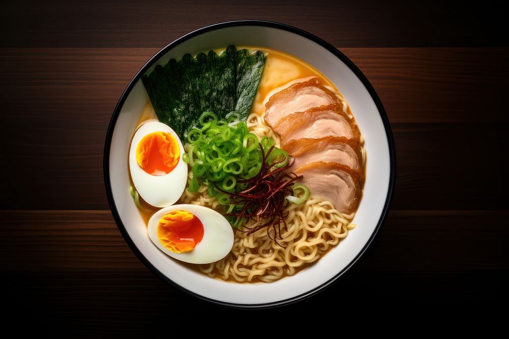 Japanese ramen table plate meal. AI generated Image by rawpixel.
