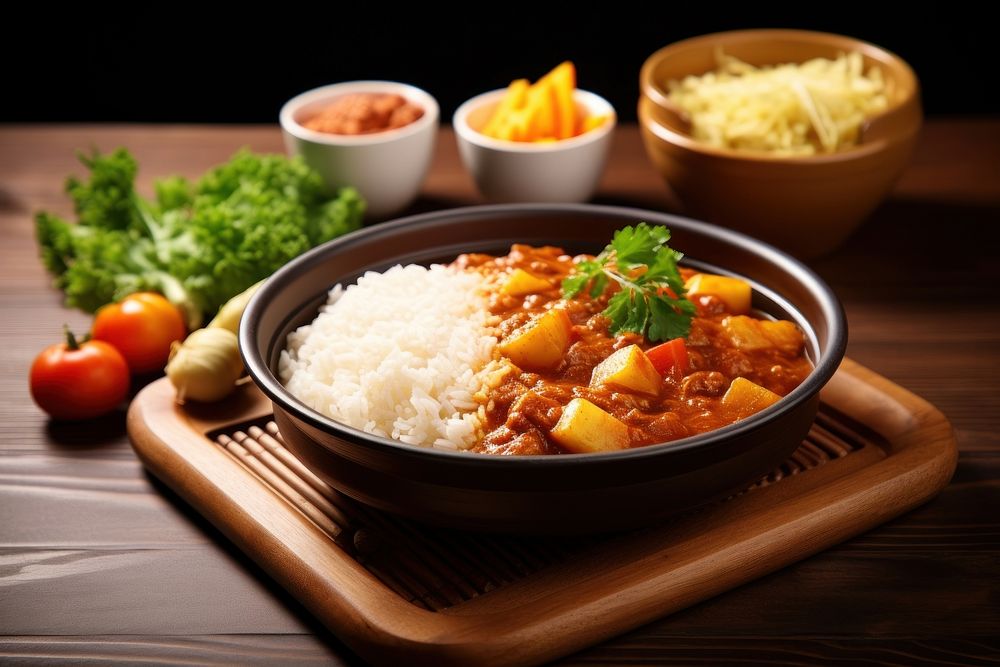 Curry table food meal. AI generated Image by rawpixel.