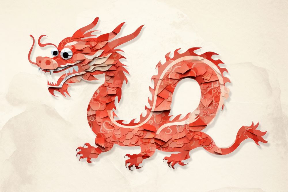 Chinese dragon red representation creativity. AI generated Image by rawpixel.