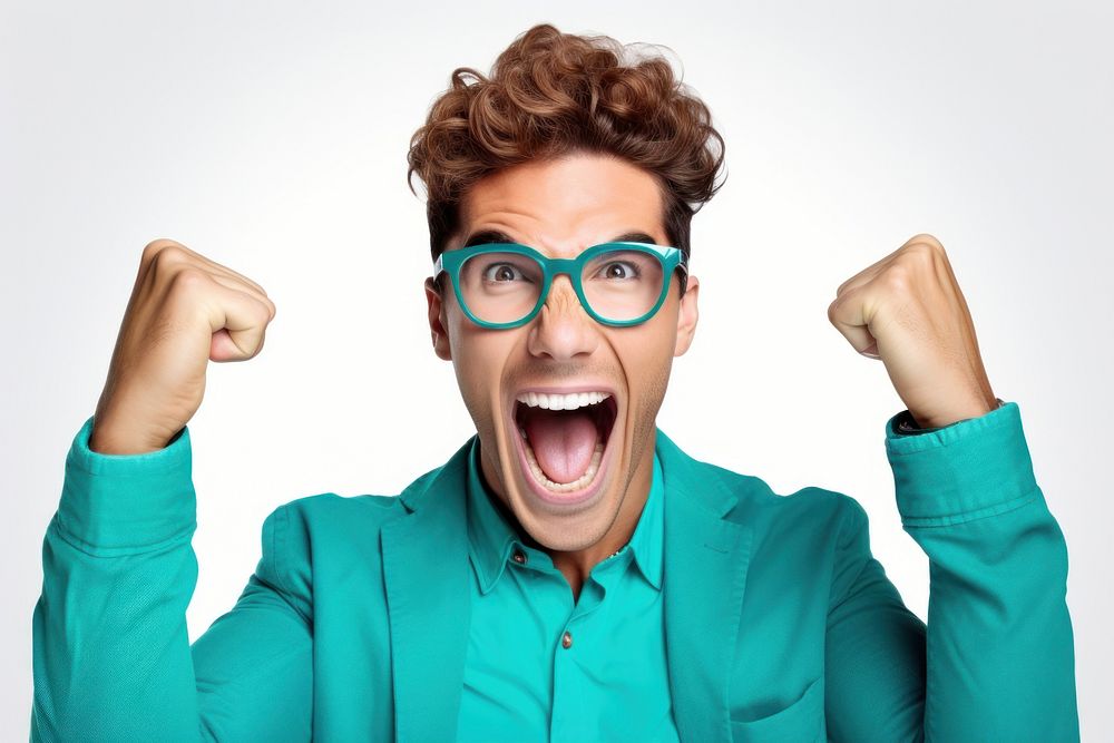 Cheerful shouting adult man. AI generated Image by rawpixel.