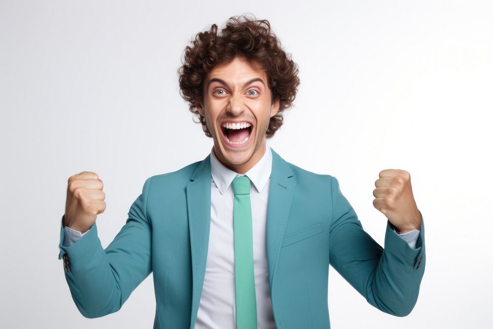 Cheerful shouting adult tie. AI generated Image by rawpixel.