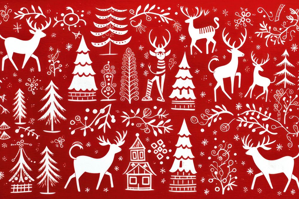 Christmas pattern deer celebration. AI generated Image by rawpixel.