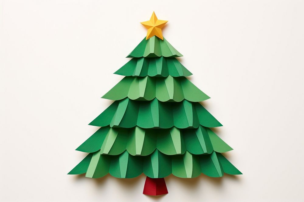 Christmas tree christmas origami paper. AI generated Image by rawpixel.