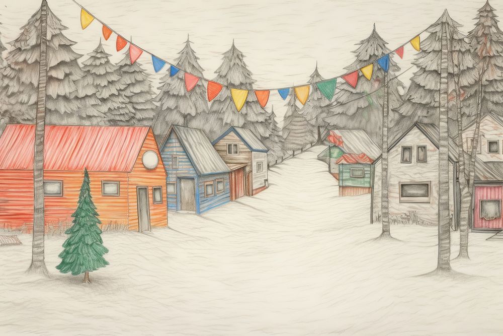 Christmas party drawing outdoors sketch. AI generated Image by rawpixel.