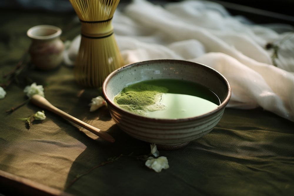 Green matcha tea ceremony drink green refreshment. AI generated Image by rawpixel.