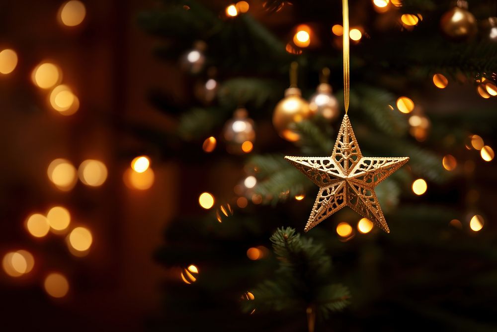 Christmas tree star christmas christmas tree illuminated. AI generated Image by rawpixel.