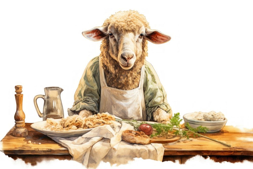 Cooking food sheep table livestock. AI generated Image by rawpixel.