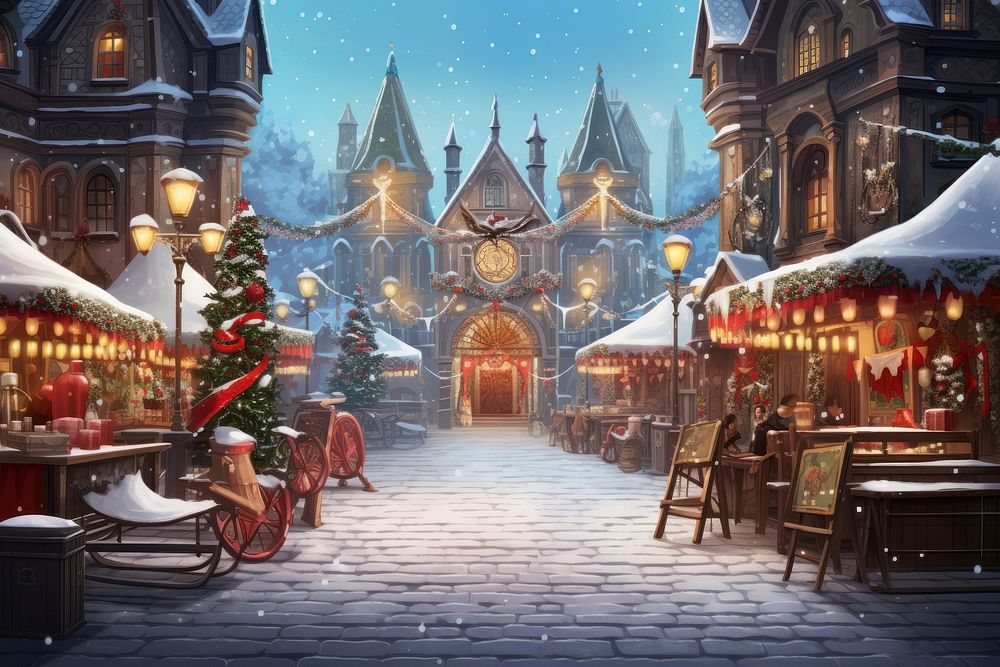 Christmas market winter street city. AI generated Image by rawpixel.