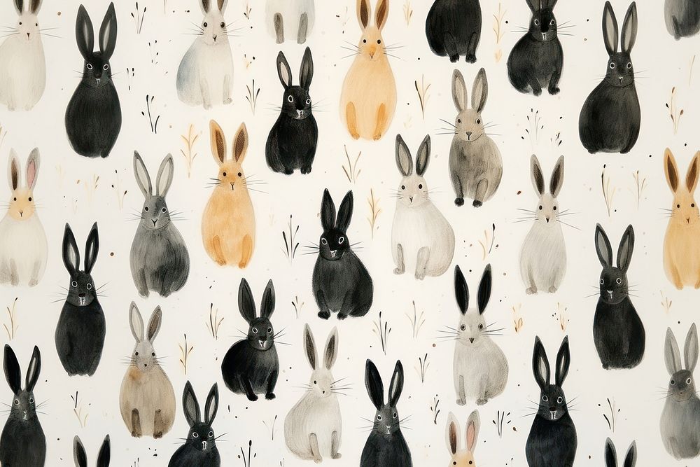 Rabbits pattern animal mammal. AI generated Image by rawpixel.