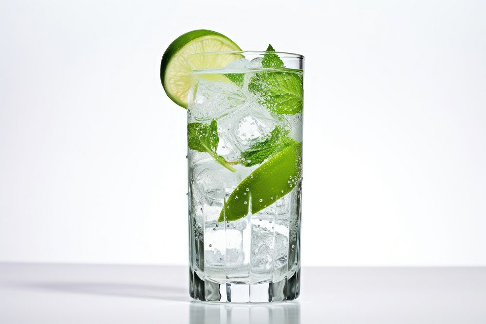 High Glass of fresh organic soda water with lime cocktail mojito drink. AI generated Image by rawpixel.