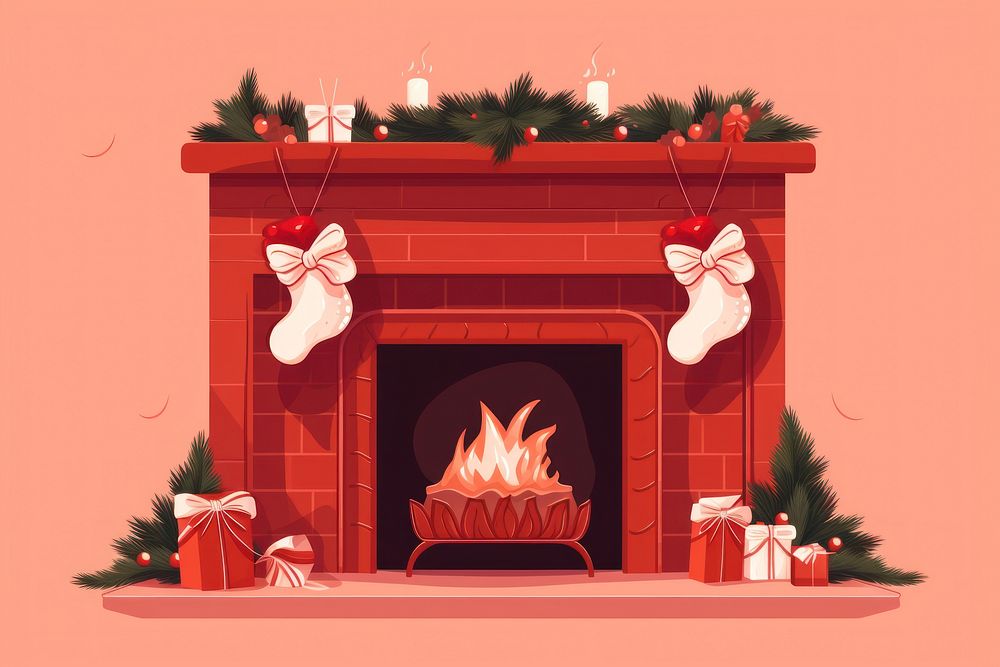 Christmas fireplace christmas hearth celebration. AI generated Image by rawpixel.
