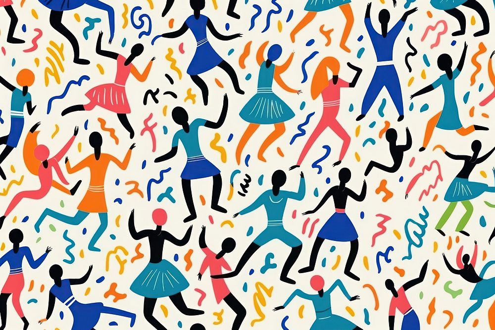 People dancing pattern confetti paper. AI generated Image by rawpixel.