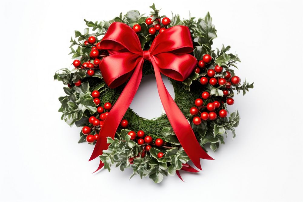 Christmas wreath christmas ribbon plant. AI generated Image by rawpixel.