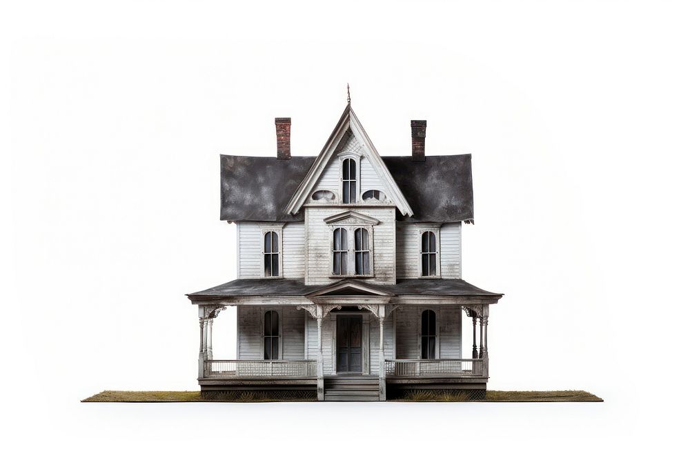 Haunted house architecture building white background. AI generated Image by rawpixel.