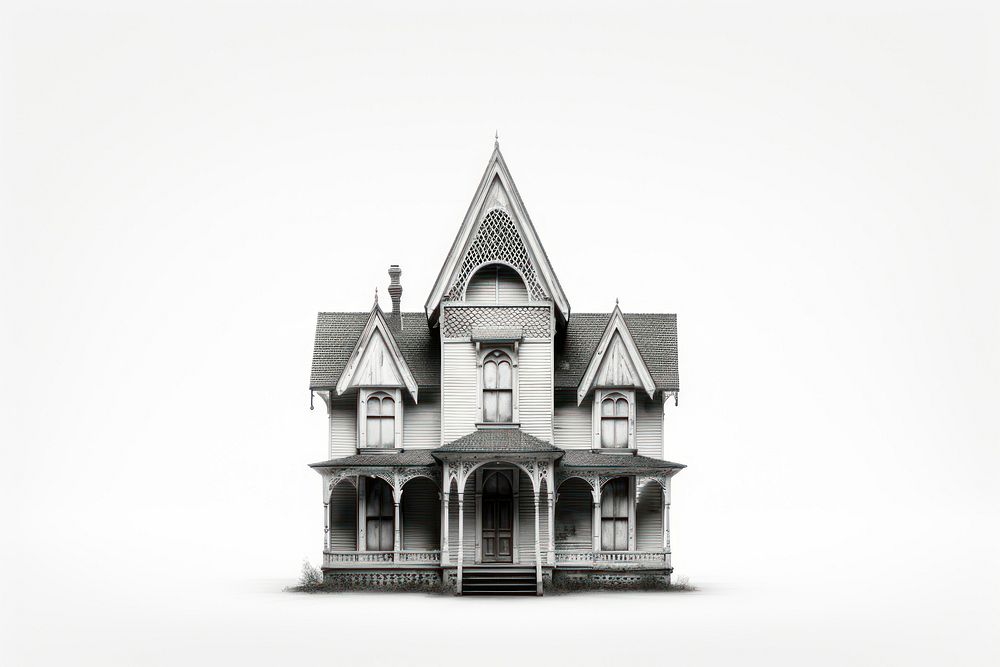 Haunted house architecture building monochrome. AI generated Image by rawpixel.