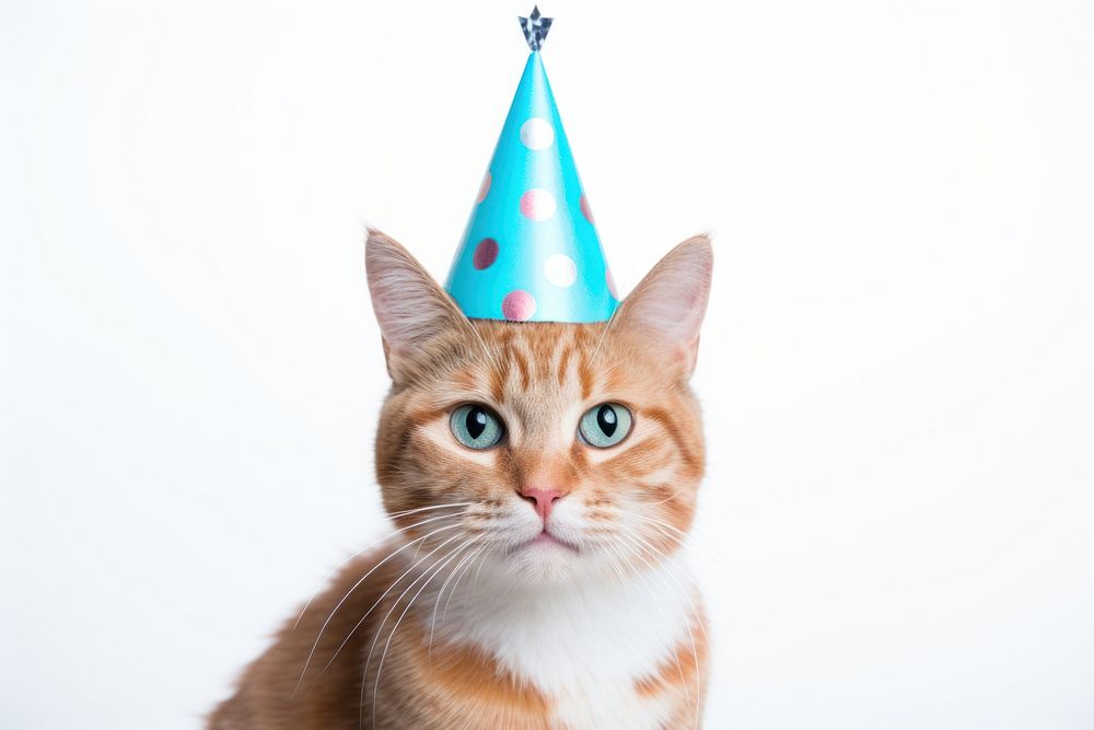 Cat wearing party hat mammal animal pet. AI generated Image by rawpixel.