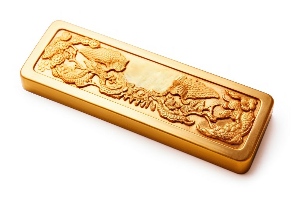 Chinese gold ingot white background rectangle currency. AI generated Image by rawpixel.