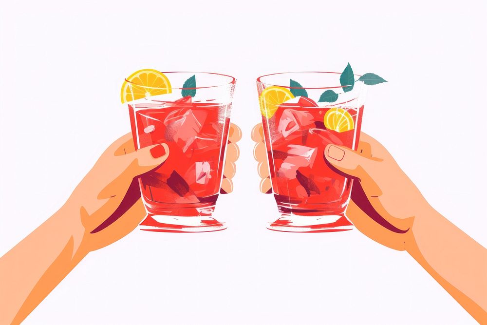 2 hand holding cocktail drink fruit juice. AI generated Image by rawpixel.