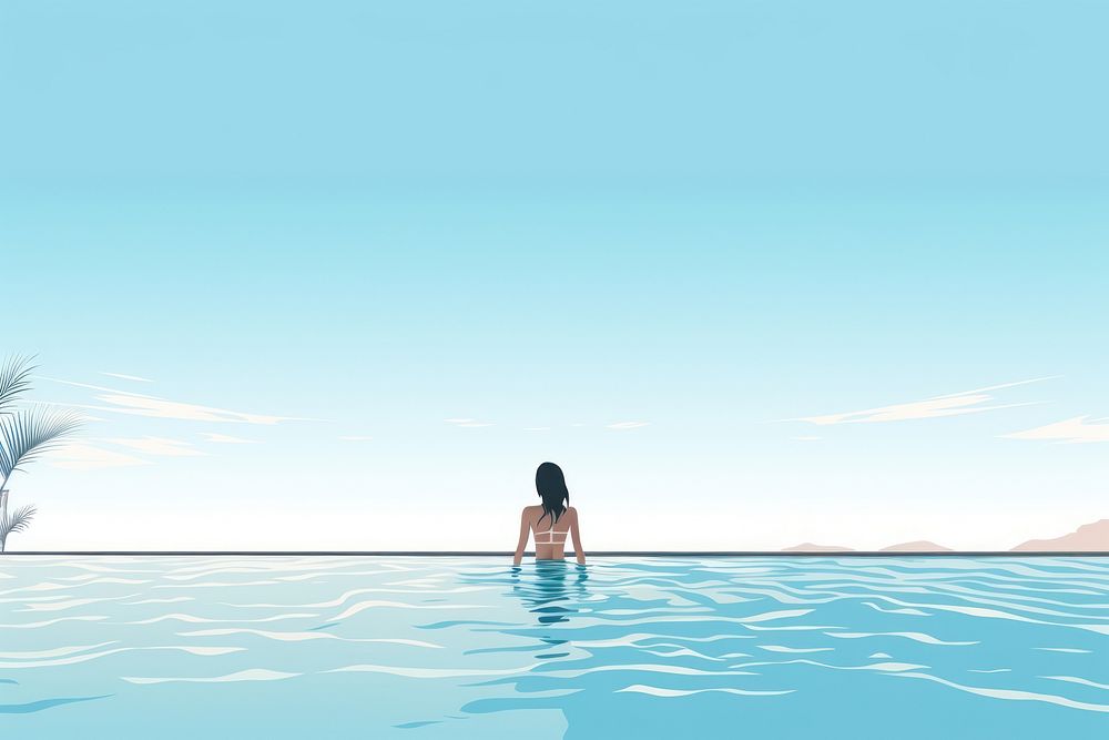 Swimming outdoors horizon nature. AI generated Image by rawpixel.