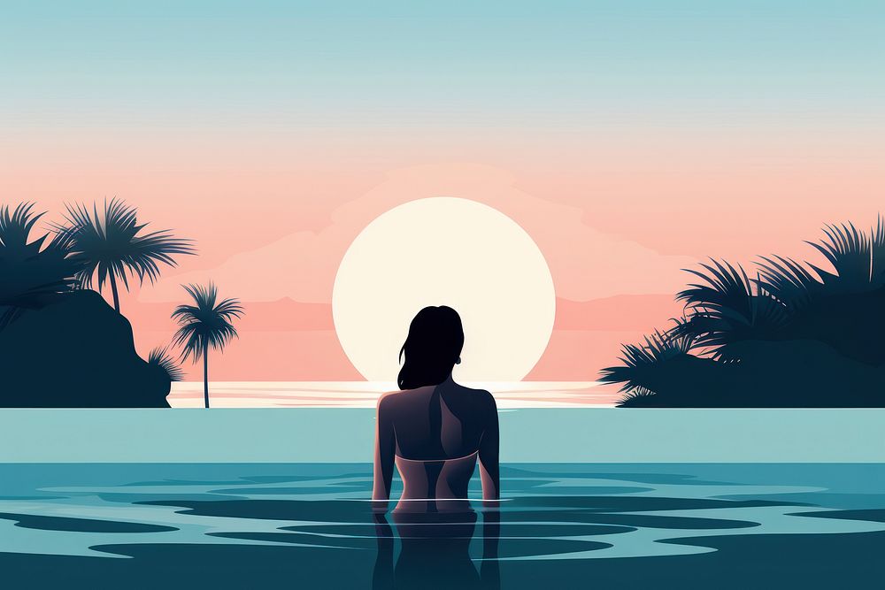 Swimming back outdoors summer. AI generated Image by rawpixel.