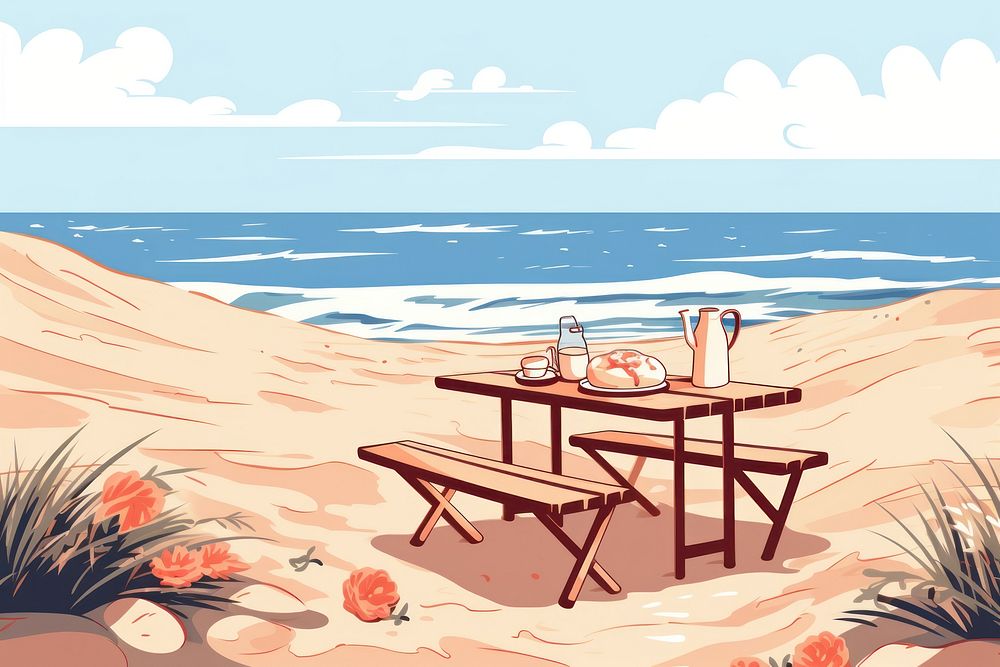 Picnic beach furniture outdoors. AI generated Image by rawpixel.