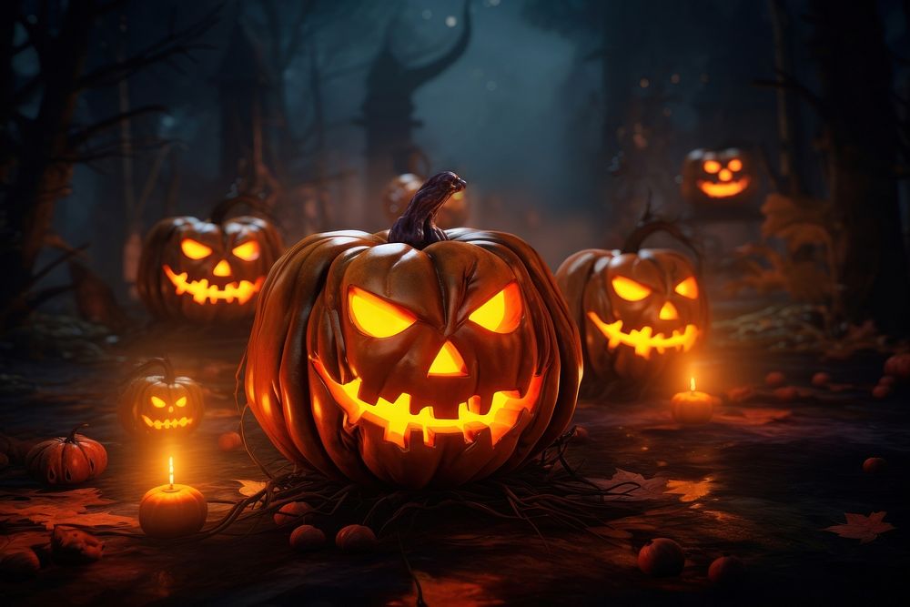 Pumpkins lantern halloween decoration glowing. AI generated Image by rawpixel.