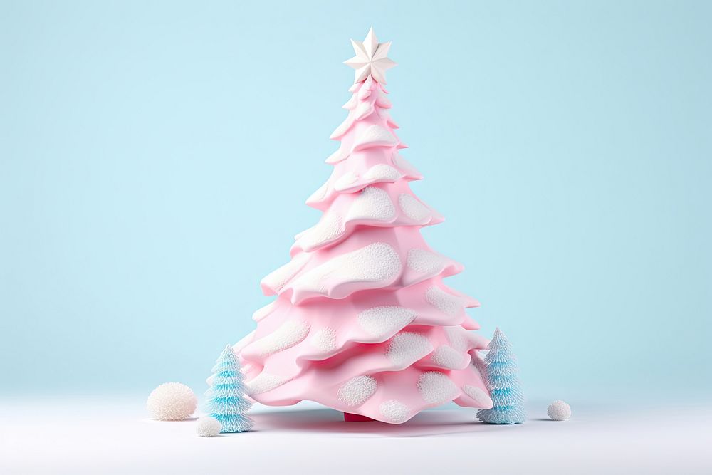 Christmas tree white pink blue. AI generated Image by rawpixel.