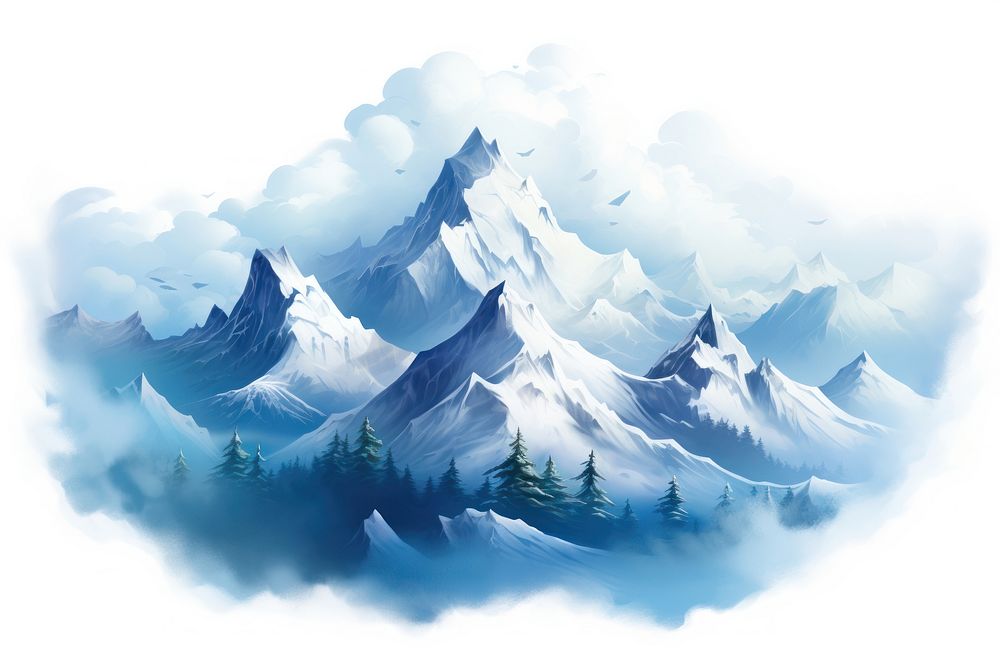 Snow mountain landscape outdoors drawing. AI generated Image by rawpixel.