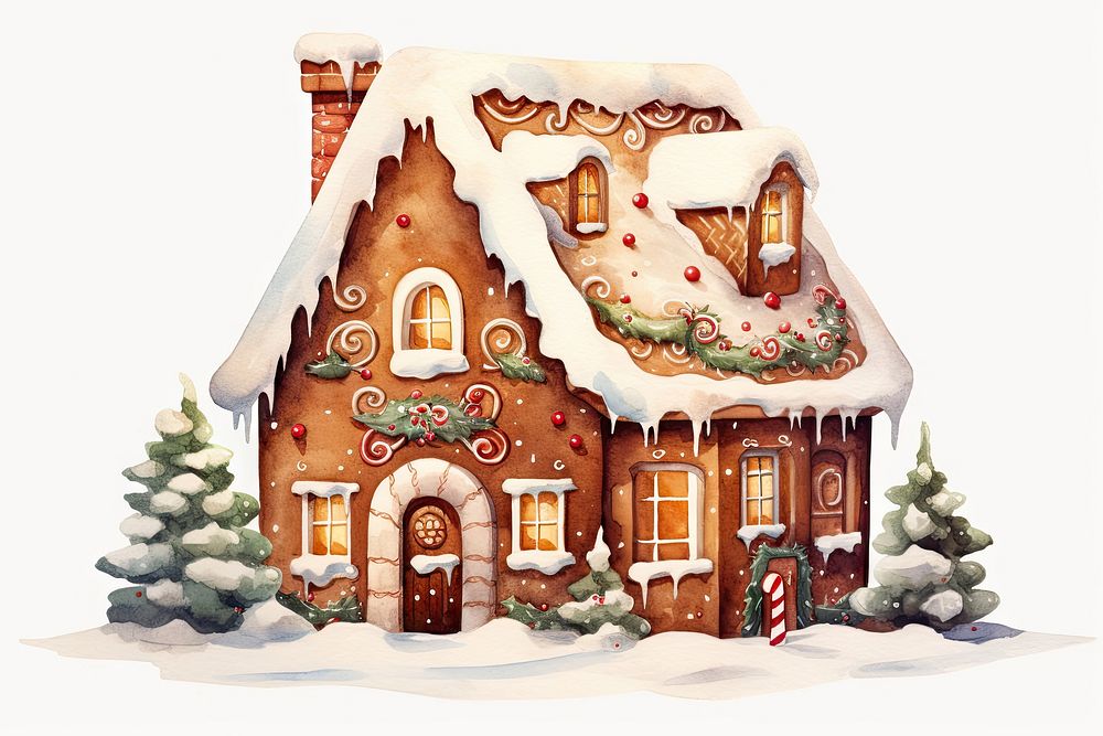 Minimal christmas gingerbread house architecture building confectionery. AI generated Image by rawpixel.